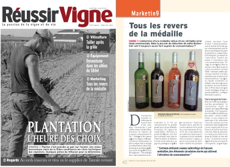 Article sur le Marketing des médailles pour un vin sur Réussir Vigne - janvier 2014